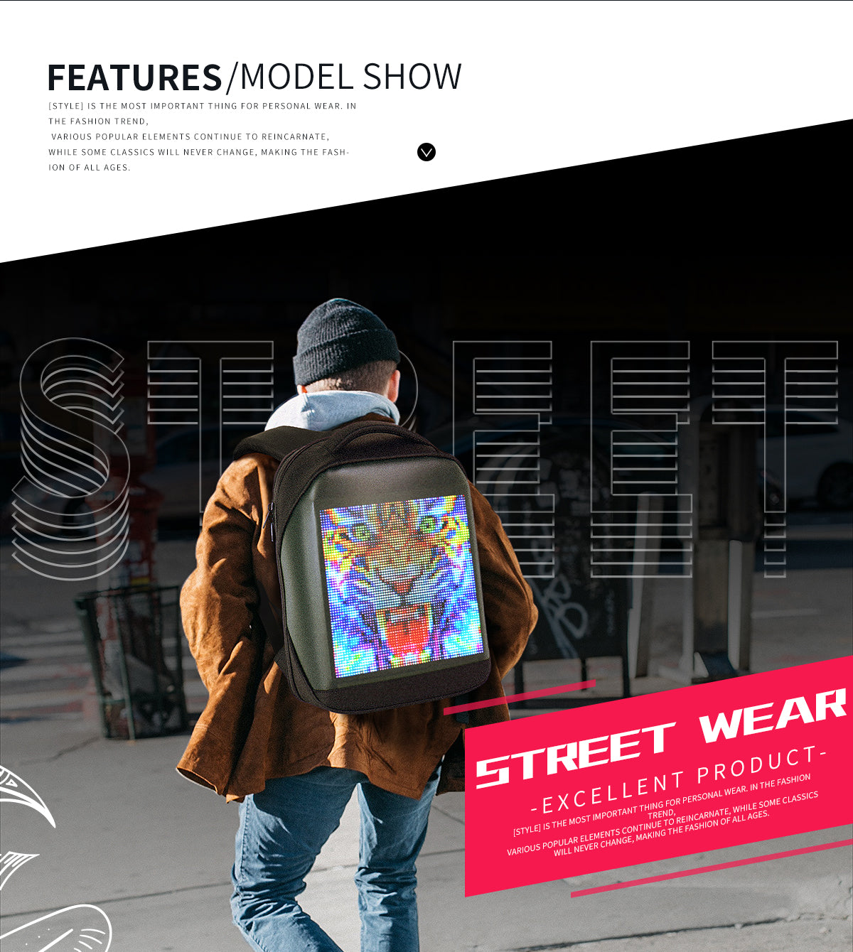 Soft Backpack Series LED Backpack with Customizable Display